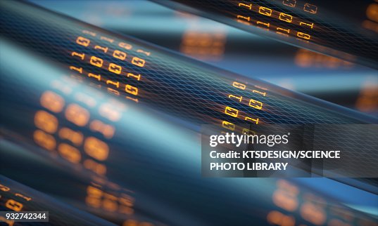 Abstract cables with binary code, illustration Abstract cables with binary code, illustration