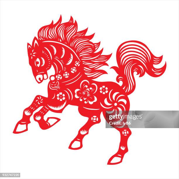 ilustrações de stock, clip art, desenhos animados e ícones de horse, zodiac sign - símbolo do zodíaco chinês