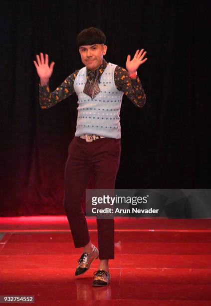 Designer Monde Guerra walks the runway at Mondo Guerra and Love Over H8 at Los Angeles Fashion Week Powered by Art Hearts Fashion LAFW FW/18 10th...