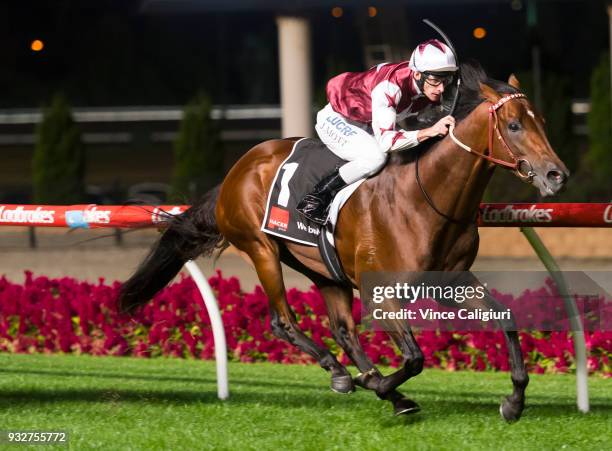 Jamie Mott riding Cliffs Edge wins Race 7, Alister Clark Stakes during Melbourne Racing at Moonee Valley Racecourse on March 16, 2018 in Melbourne,...