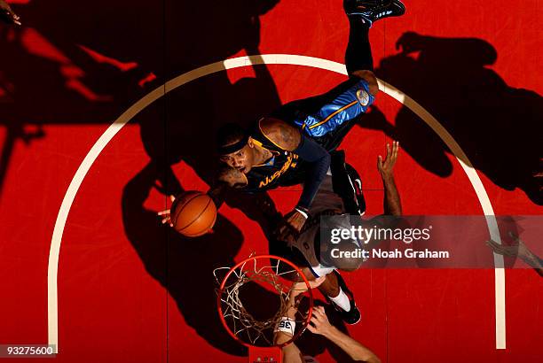 Carmelo Anthony of the Denver Nuggets puts up a shot against the Los Angeles Clippers at Staples Center on November 20, 2009 in Los Angeles,...