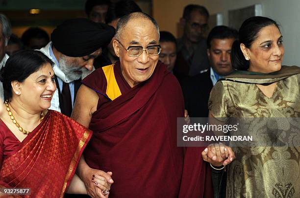 Tibetan exiled spiritual leader the Dalai Lama arrives for the inauguration ceremony of a new unit at Max Heart and Vascular Institute hospital in...