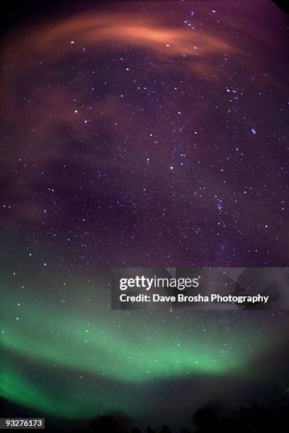 aurora, stars, horizon - yellowknife stock-fotos und bilder