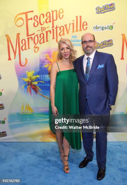 Kelly Devine and Christopher Ashley attend the Broadway Opening Night After Party for 'Escape To Margaritaville' at Pier Sixty on March 15, 2018 in...