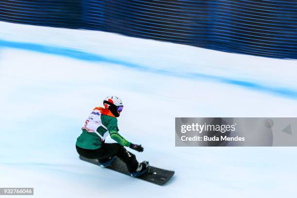 Simon Patmore of Australia competes during the Men's Banked Slalom SB-UL during day seven of the PyeongChang 2018 Paralympic Games on March 16, 2018...