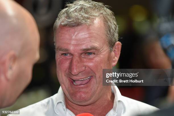 Darren Weir after winning the Hacer Group Alister Clark Stakes at Moonee Valley Racecourse on March 16, 2018 in Moonee Ponds, Australia.