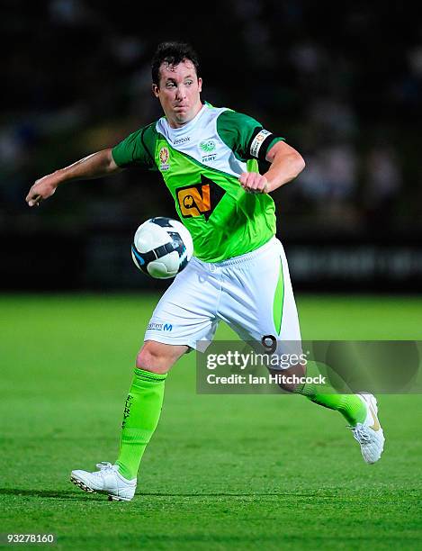 Robbie Fowler of the Fury attempts to control the ball during the round 15 A-League match between North Queensland Fury and the Central Coast...