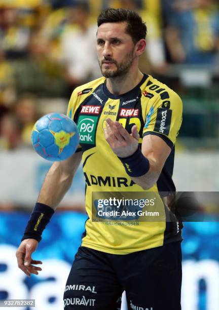 Alexander Petersson of Rhein-Neckar Loewenduring the DKB HBL match between Rhein-Neckar Loewen and Frisch Auf Goeppingen at SAP Arena on March 08,...