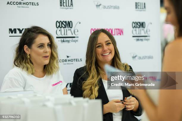 The Cosmopolitan sign on desk at the Cosmo Curve casting with Robyn Lawley on March 16, 2018 in Brisbane, Australia.