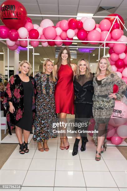 The judging panel, Bec Gardiner, Clare Hurley, Robyn Lawley, Keshnee Kemp and Chelsea Bonner at the Cosmo Curve casting with Robyn Lawley on March...