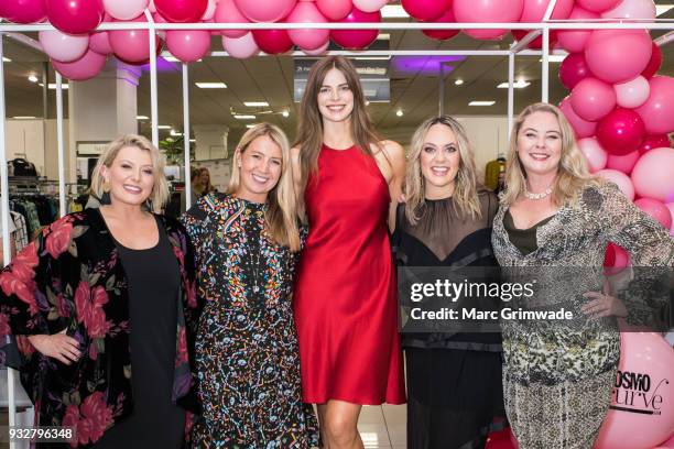 The judging panel, Bec Gardiner, Clare Hurley, Robyn Lawley, Keshnee Kemp and Chelsea Bonner at the Cosmo Curve casting with Robyn Lawley on March...