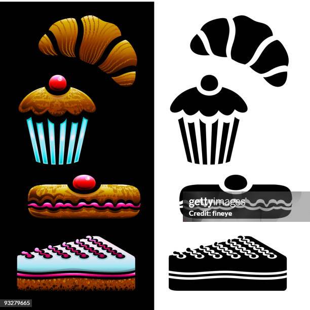 cakes icon set - sponge cake stock illustrations