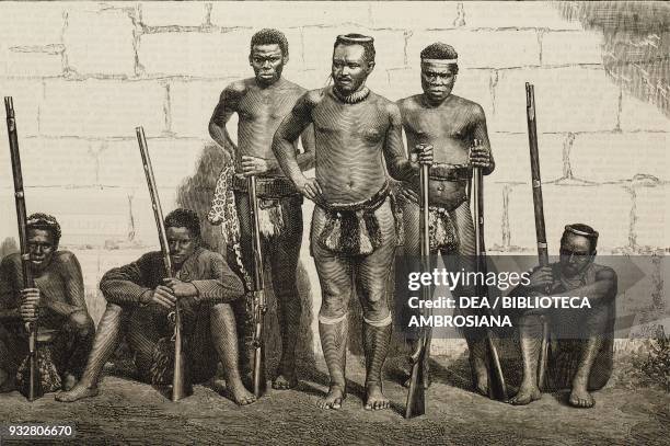 Dabulamanzi, king Cetshwayo's brother, and leader in the actions of Insandlwhana and Ginghilova, South Africa, Anglo-Zulu War, illustration from the...