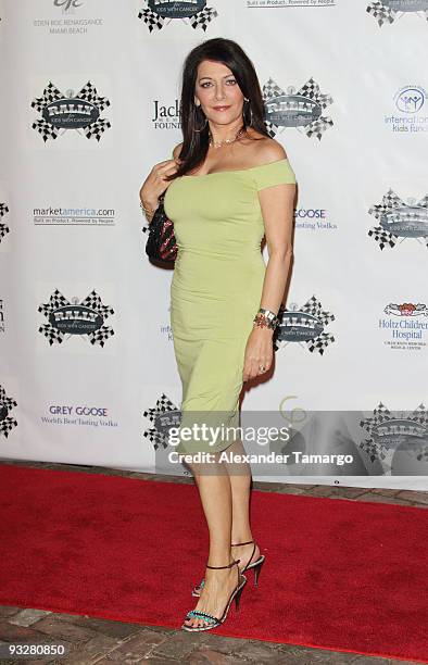 Marina Sirtis arrives at The Rally for Kids with Cancer Celebrity Draft Party on November 20, 2009 in Miami Beach, Florida.