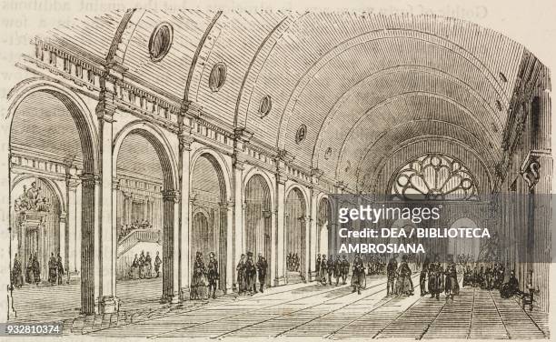 The hall of the Palace of Justice, Paris, France, illustration from the magazine The Graphic, volume XVIII, no 465, October 26, 1878.