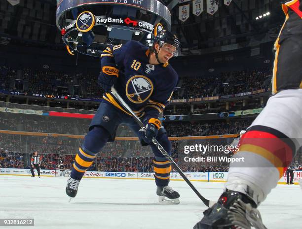 Jacob Josefson of the Buffalo Sabres skates during an NHL game against the Calgary Flames on March 7, 2018 at KeyBank Center in Buffalo, New York.