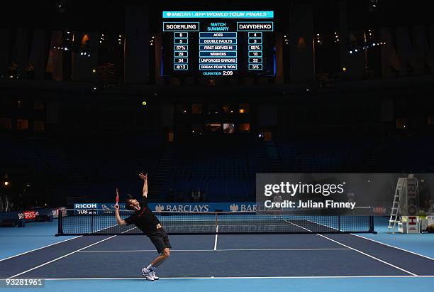 General view of the court during the Barclays ATP World Tour Finals - previews at O2 Arena on November 21, 2009 in London, England.