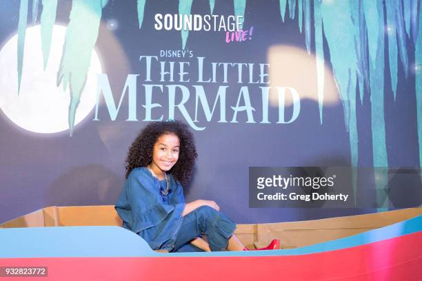 Actress, Model Jordyn Curet attends the New Interactive Live Stage Show Of Disney's "The Little Mermaid" at the El Segundo Performing Arts Center on...