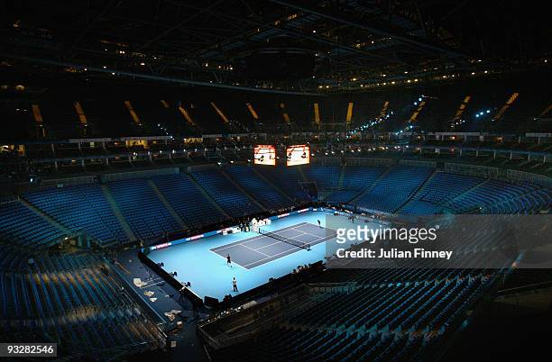 General view of the court during the Barclays ATP World Tour Finals - previews at O2 Arena on November 21, 2009 in London, England.