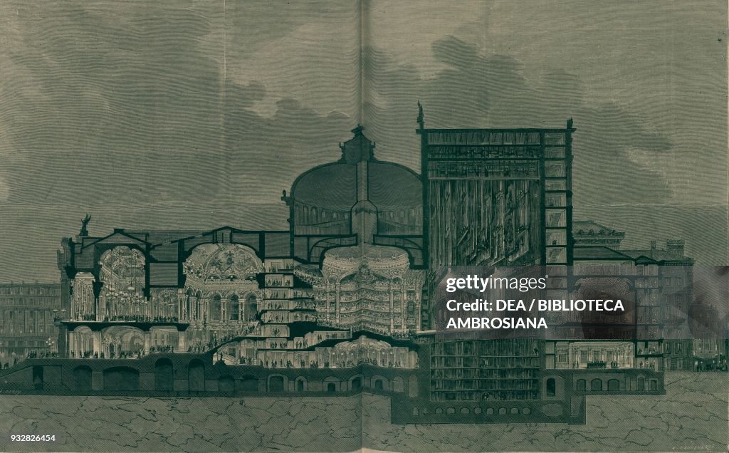 Section of Palais Garnier opera house, Paris