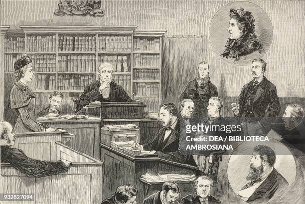 The alleged spiritualistic frauds, Bow Street Police Court, London, United Kingdom, illustration from the magazine The Graphic, volume XXIII, n 580,...