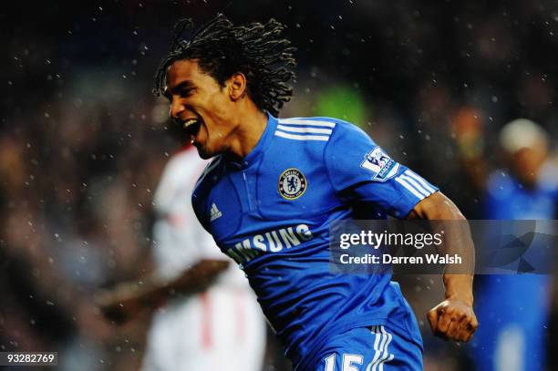 Florent Malouda of Chelsea celebrates his goal during the Barclays Premiership match between Chelsea and Wolverhampton Wanderers at Stamford Bridge...