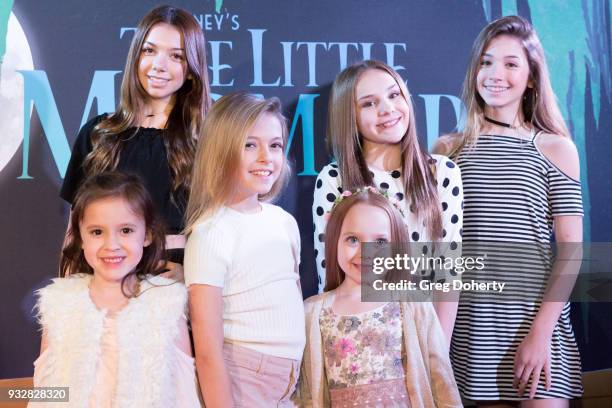 Drew Gordon, Kaylee Quinn, Coco Quinn, Charlie Townsend, Piper Rockelle, and Rihanna Quinn attend the New Interactive Live Stage Show Of Disney's...