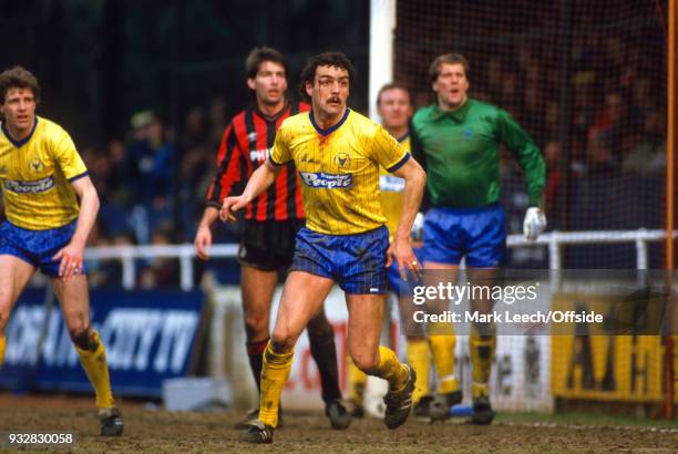 March 1985 Oxford, Football League Division One - Oxford United v Manchester City - Oxford defender Gary Briggs has blood dripping from a cut to his...
