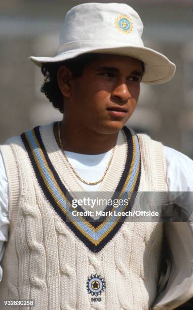 August 1990 Kennington Oval , India Cricket Nets - Sachin Tendulkar walking back from batting