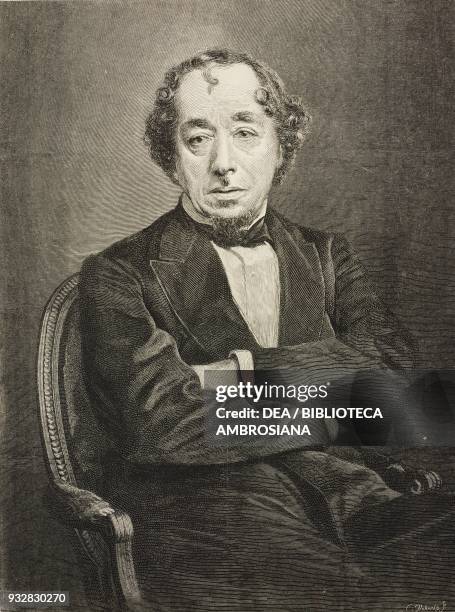 Portrait of Benjamin Disraeli, 1st Earl of Beaconsfield , illustration from the magazine The Graphic, volume XVIII, no 452, July 27, 1878.