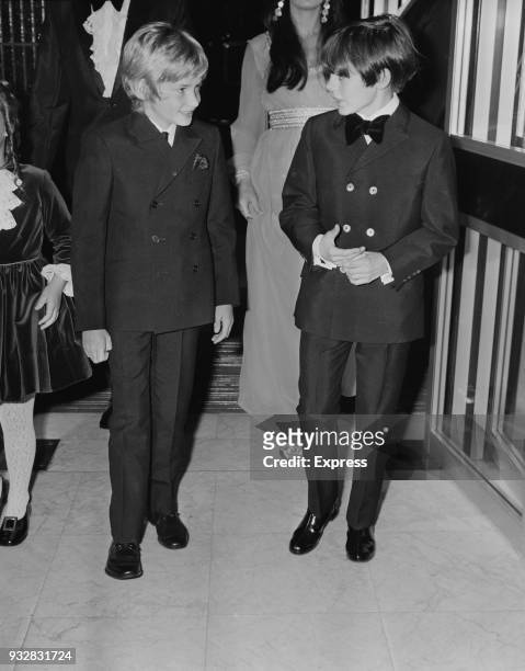 British actors Mark Lester and jack Wild attend the premiere of musical drama film 'Oliver!', UK, 26th September 1968.
