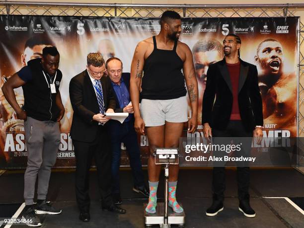 Donnie Palmer attends the Hayemaker Ringstar Weigh In at The Park Plaza Victoria on March 16, 2018 in London, England. The Double Header Fight Night...