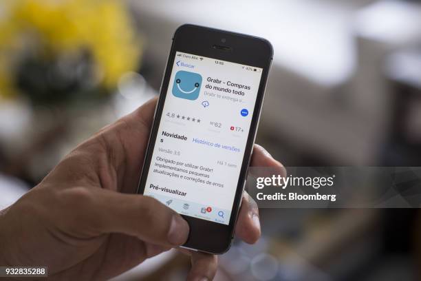 The Grabr Inc. Application is seen in the App Store on an Apple Inc. IPhone in an arranged photograph taken in Sao Paulo, Brazil, on Wednesday, March...