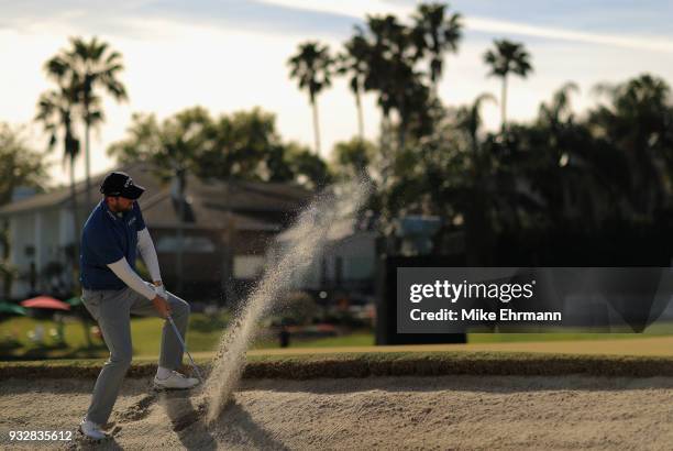 Marc Leishman of Australia plays a shot from a bunker on the 16th hole during the second round at the Arnold Palmer Invitational Presented By...