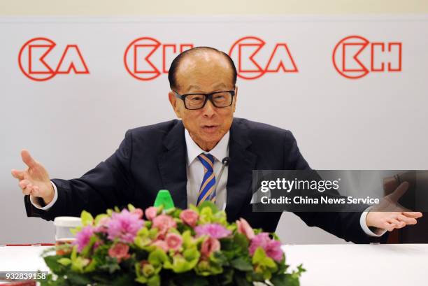 Li Ka-shing, chairman of CK Hutchison Holdings Ltd. And CK Asset Holdings Ltd., attends a news conference to announce the 2017 Annual Results on...