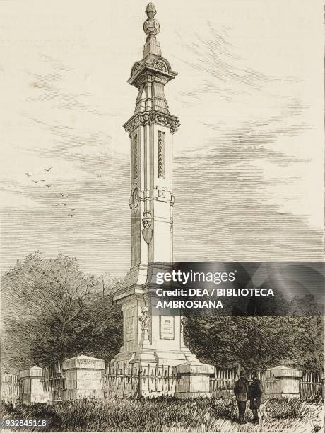 Monument to Isaac D'Israeli, the father of Benjamin, Beaconsfield, United Kingdom, illustration from the magazine The Graphic, volume XXIII, n 596,...