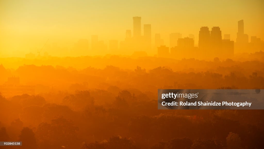 Foggy morning over Toronto's skyline