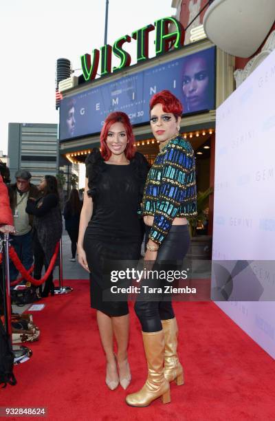 Personalities Farrah Abraham and Sham Ibrahim attend the Los Angeles premiere of Neon's 'Gemini' at the Vista Theatre on March 15, 2018 in Los...