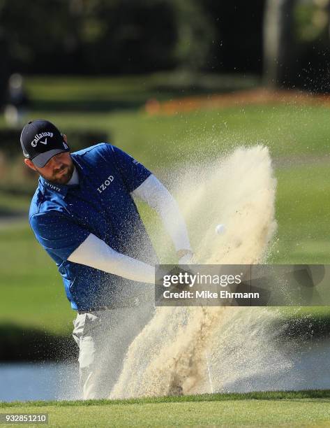 Marc Leishman of Australia plays a shot from a bunker on the 17th hole during the second round at the Arnold Palmer Invitational Presented By...