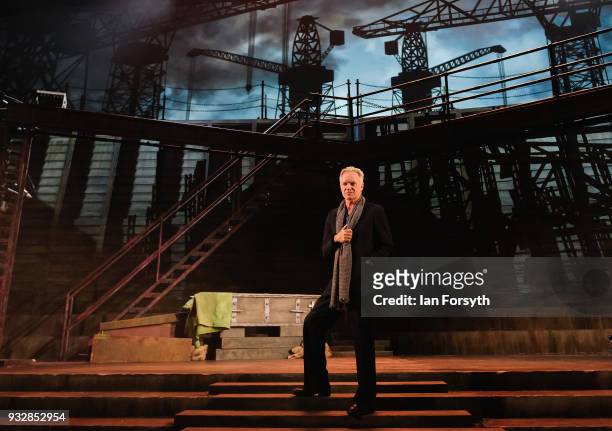 Sting stands on stage for pictures during 'The Last Ship' photocall at Northern Stage on March 16, 2018 in Newcastle Upon Tyne, England. Sting's Tony...