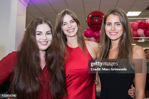 International model Robyn Lawley with sisters Sara and Olivia Weckerle at the Cosmo Curve on March 16, 2018 in Brisbane, Australia.