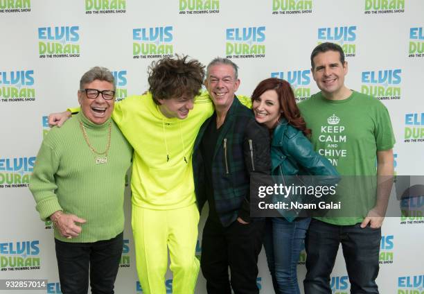 Uncle Johnny, Charlie Puth, Elvis Duran, Danielle Monaro and Skeery Jones pose for a photo at "The Elvis Duran Z100 Morning Show" at Z100 Studio on...