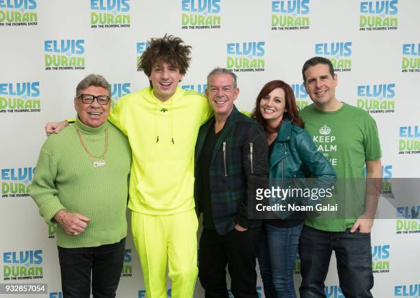 Uncle Johnny, Charlie Puth, Elvis Duran, Danielle Monaro and Skeery Jones pose for a photo at "The Elvis Duran Z100 Morning Show" at Z100 Studio on...