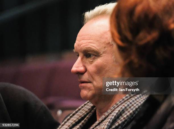 Sting waits for the start of rehearsals during 'The Last Ship' photocall at Northern Stage on March 16, 2018 in Newcastle Upon Tyne, England. Sting's...