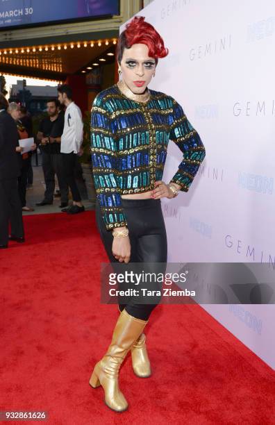 Pop artist and TV personality Sham Ibrahim attends the Los Angeles premiere of Neon's 'Gemini' at the Vista Theatre on March 15, 2018 in Los Angeles,...