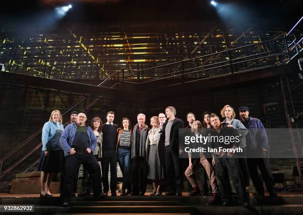 Musician Sting stands with cast members during 'The Last Ship' photocall at Northern Stage on March 16, 2018 in Newcastle Upon Tyne, England. Sting's...