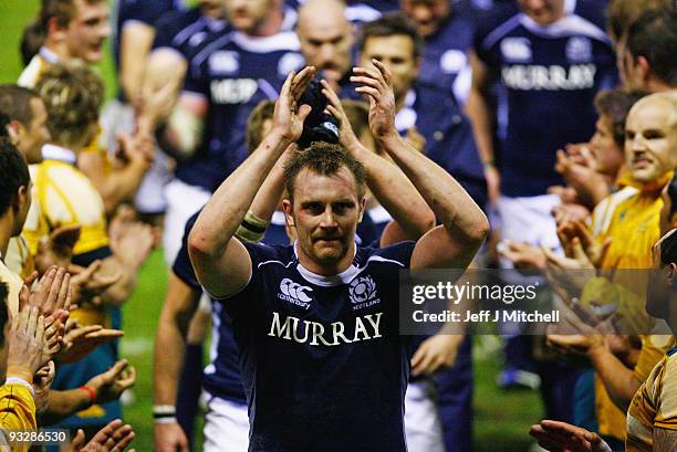 Al Kellock of Scotland celebrates at the end of the the Bank Of Scotland Corporate Autumn Tests match between Scotland and Australia at Murrayfield...