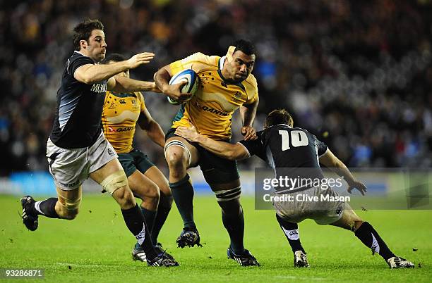 Wycliff Palu of Australia on the attack during the Bank Of Scotland Corporate Autumn Tests match between Scotland and Australia at Murrayfield on...