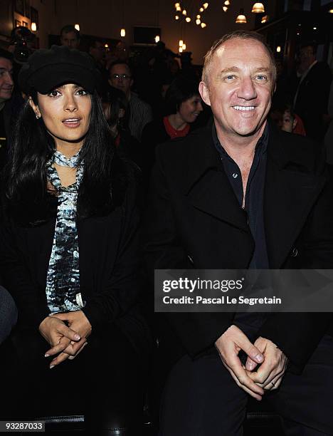 Actress Salma Hayek and husband Francois-Henri Pinault attend the launch of ELA Association "Gift for Chance" campaign at Stade Rennais F.C. On...