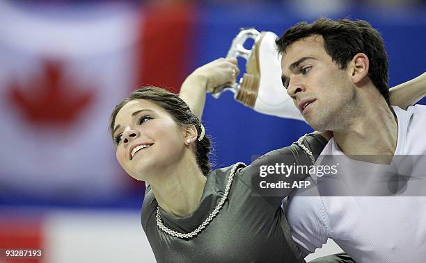 Jessica Dube and Bryce Davison of Canada skate their free skate in the pairs competition at the 2009 Homesense Skate Canada International in...